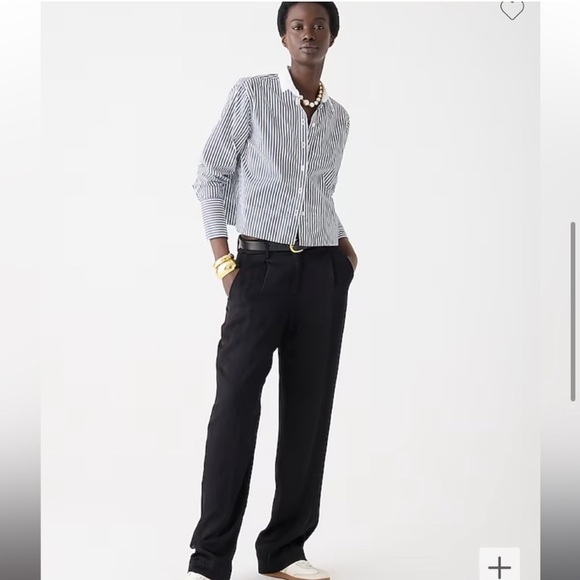 J. Crew Organic Cotton Garçon Button Down Blouse Pin Stripe Chic Preppy Cropped - Picture 2 of 9